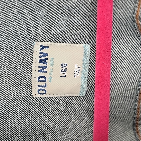 Old Navy Dark Wash Denim Trucker Jacket Women's Sz L - Picture 3 of 9